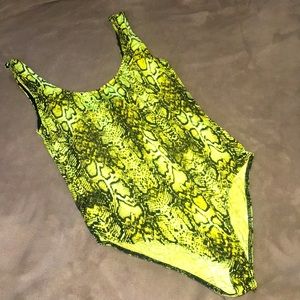 Neon snake print tank top body suit